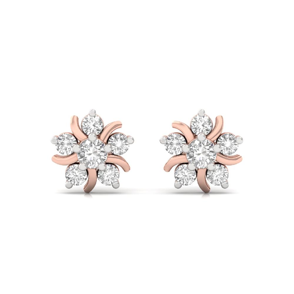 8-Petal Radiant Floral CVD Diamond Earrings