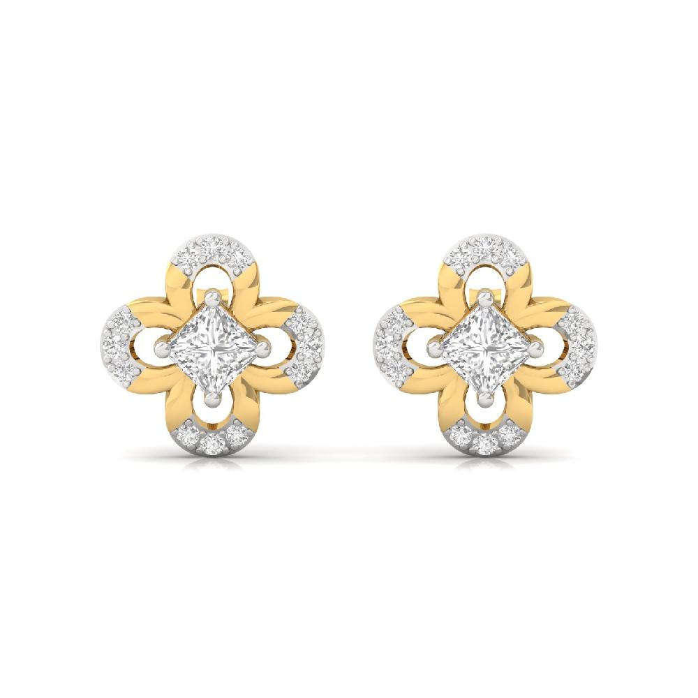 Royal Bloom Princess Cut Lab Grown Diamond Earrings