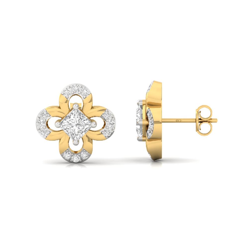 Royal Bloom Princess Cut Lab Grown Diamond Earrings