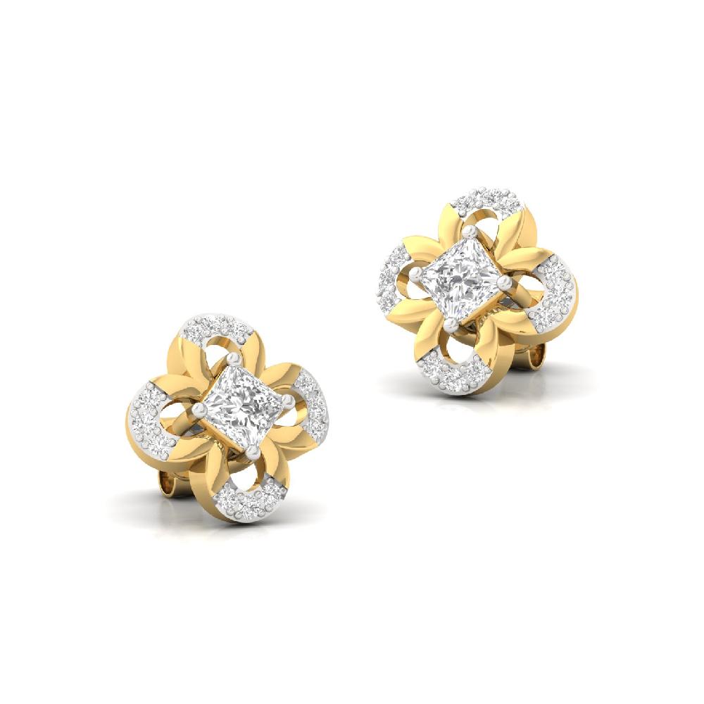 Royal Bloom Princess Cut Lab Grown Diamond Earrings