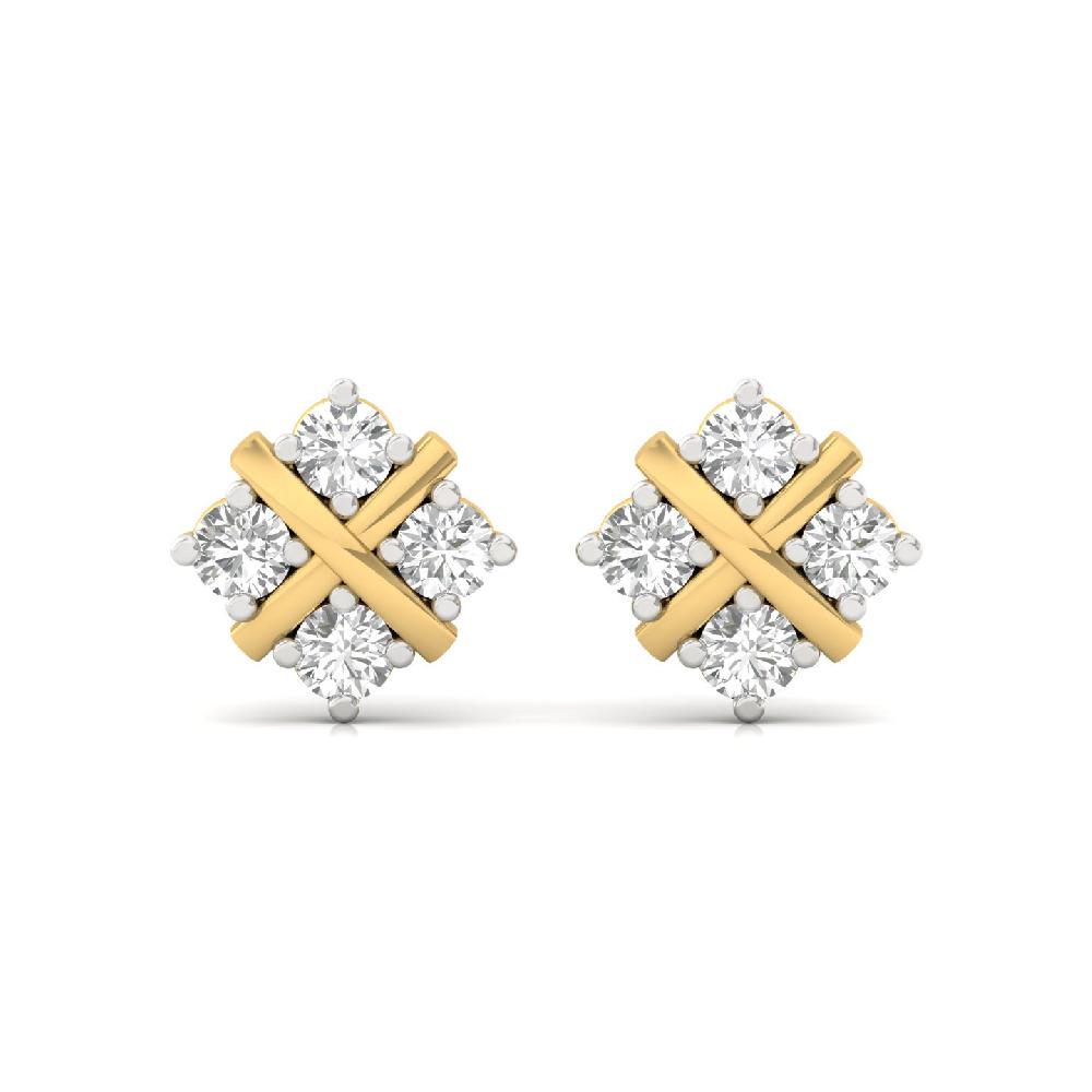 Elegance Cross round Cut Diamond Stud Earrings