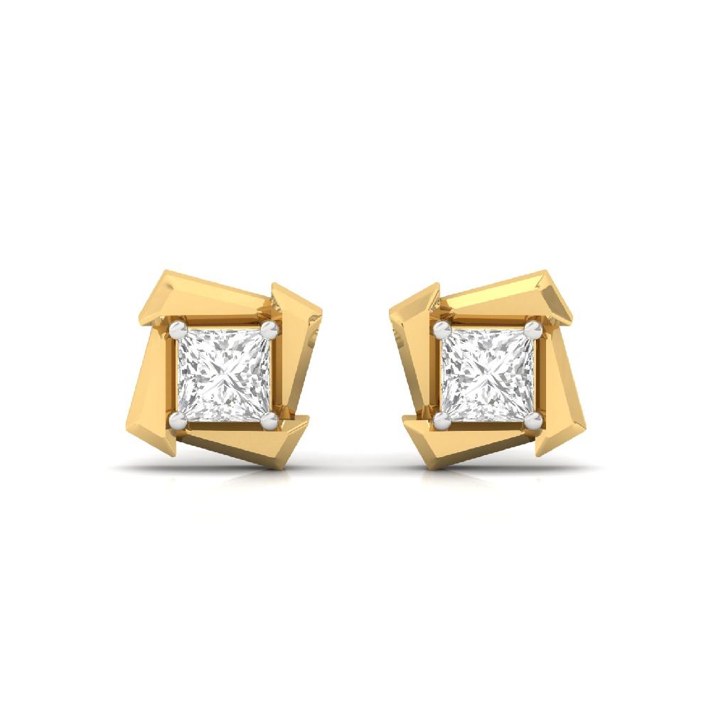 Modern Princess Cut Stud Lab Grown Diamond Earrings
