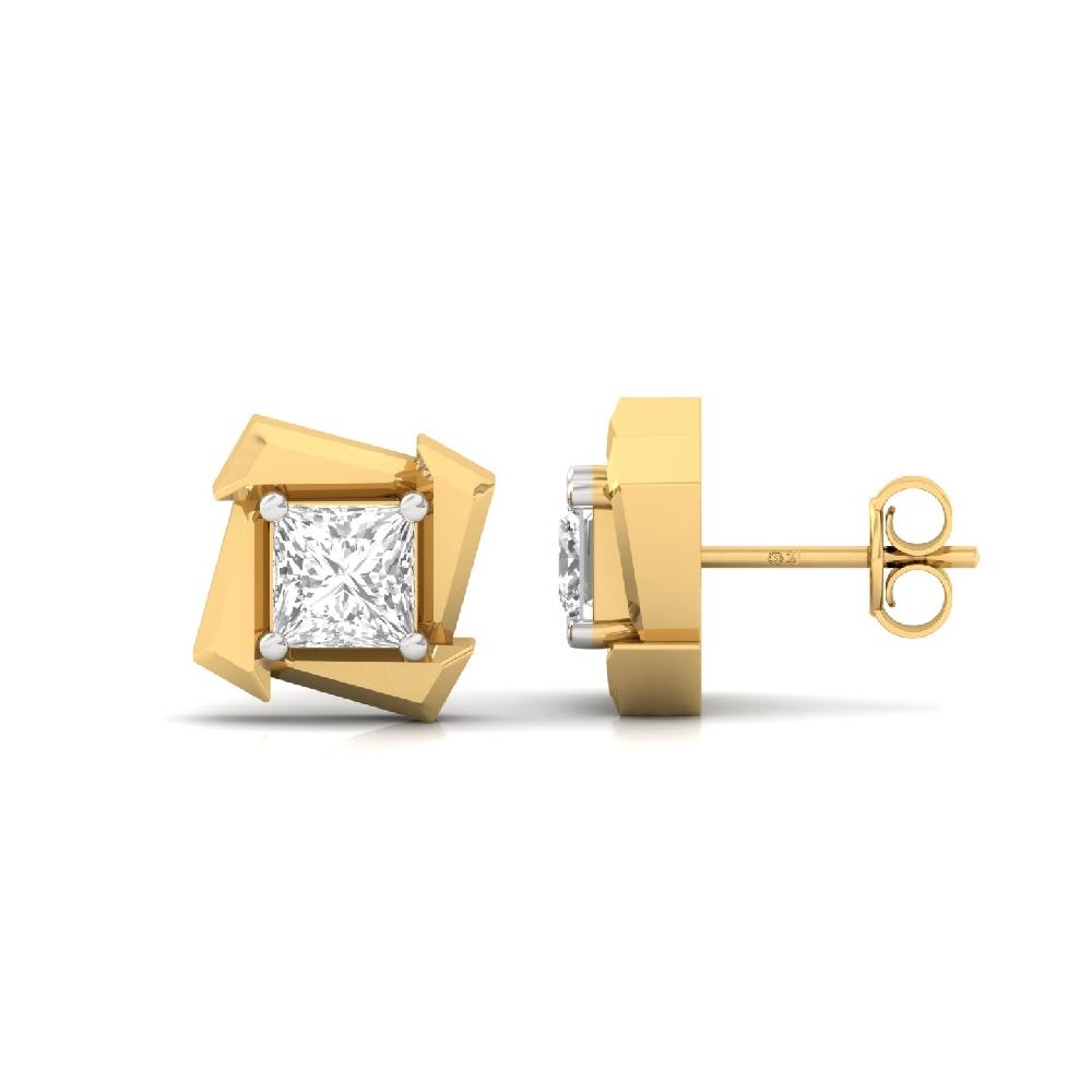 Modern Princess Cut Stud Lab Grown Diamond Earrings