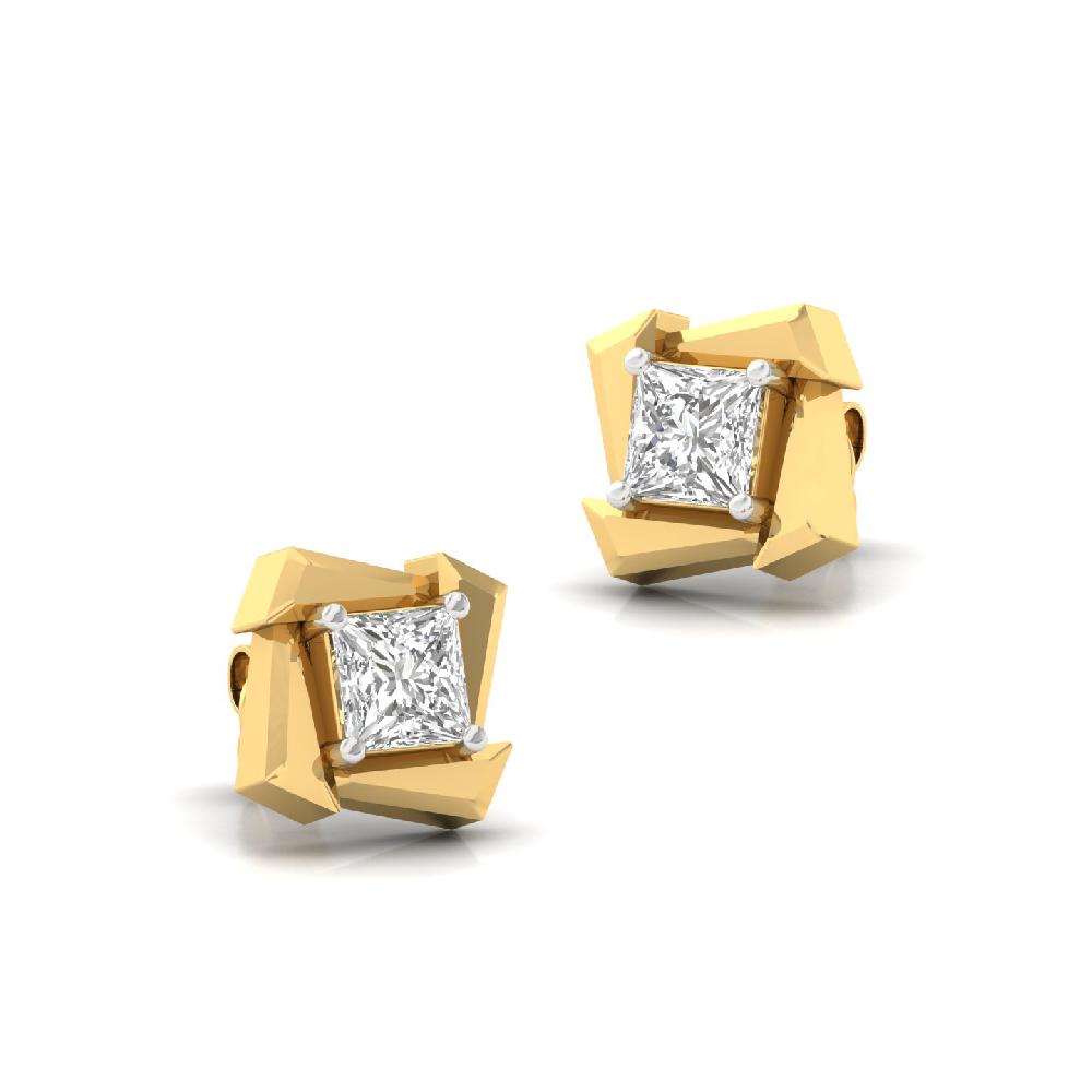Modern Princess Cut Stud Lab Grown Diamond Earrings