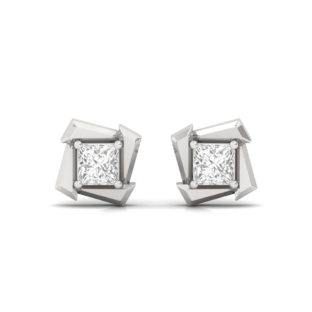 Modern Princess Cut Stud Lab Grown Diamond Earrings