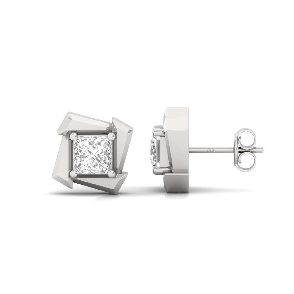 Modern Princess Cut Stud Lab Grown Diamond Earrings
