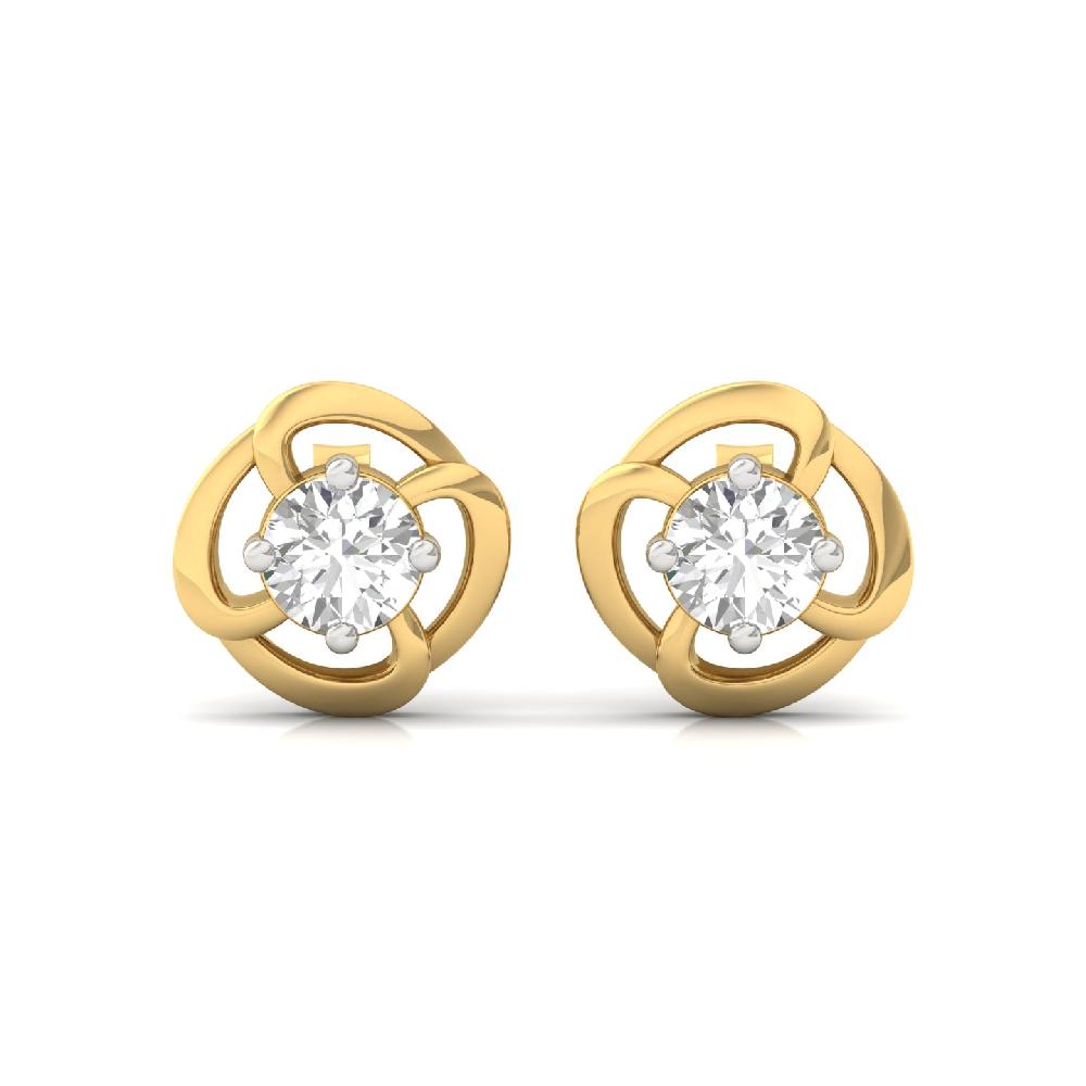 Classic Swirl Solitaire Stud Earrings CVD Diamond Pair