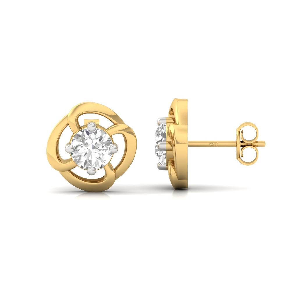Classic Swirl Solitaire Stud Earrings CVD Diamond Pair