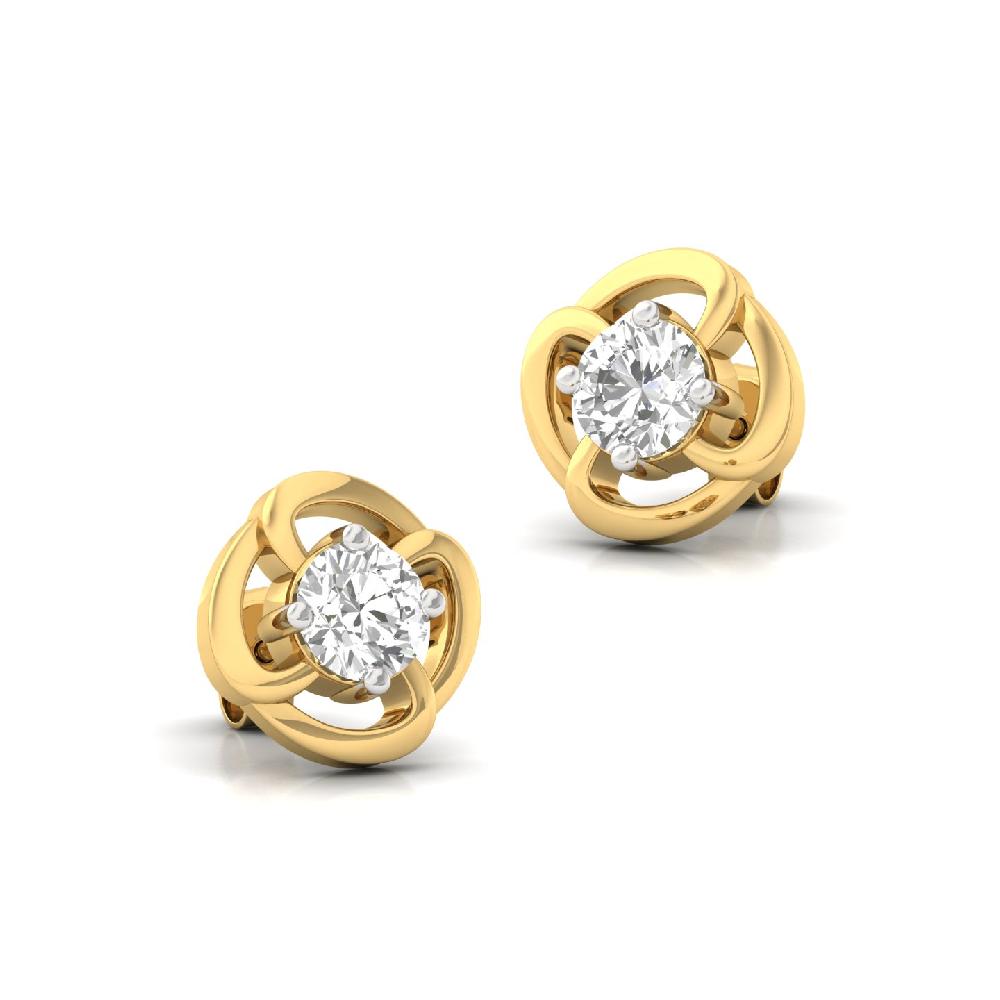 Classic Swirl Solitaire Stud Earrings CVD Diamond Pair