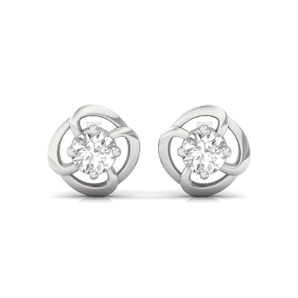 Classic Swirl Solitaire Stud Earrings CVD Diamond Pair