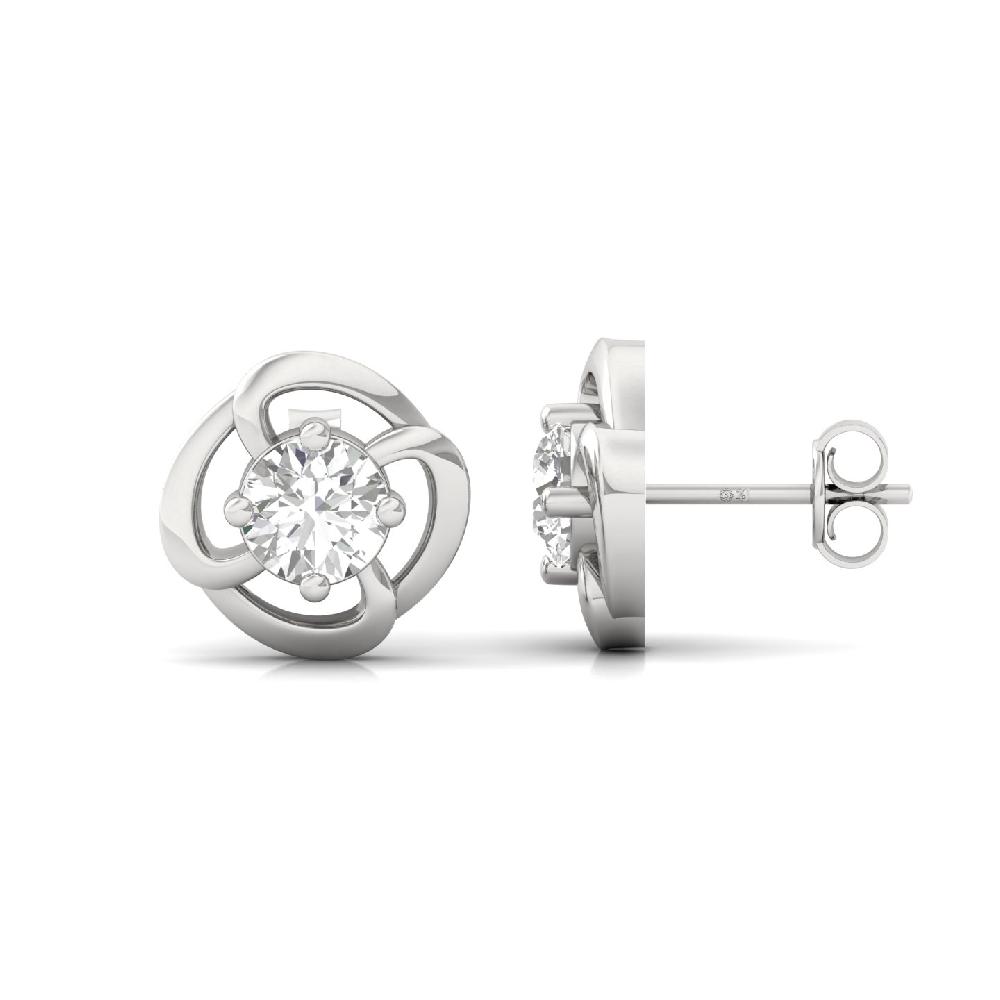 Classic Swirl Solitaire Stud Earrings CVD Diamond Pair