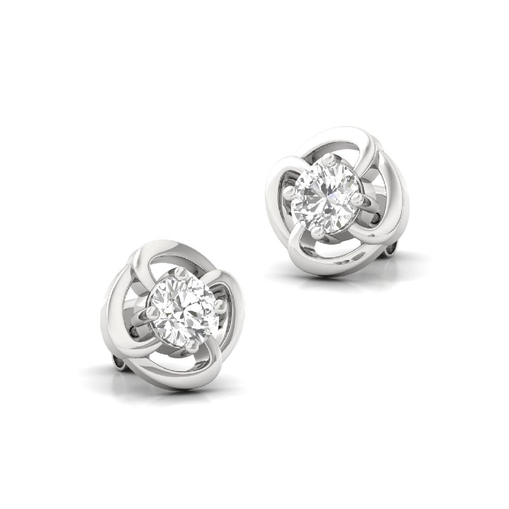 Classic Swirl Solitaire Stud Earrings CVD Diamond Pair