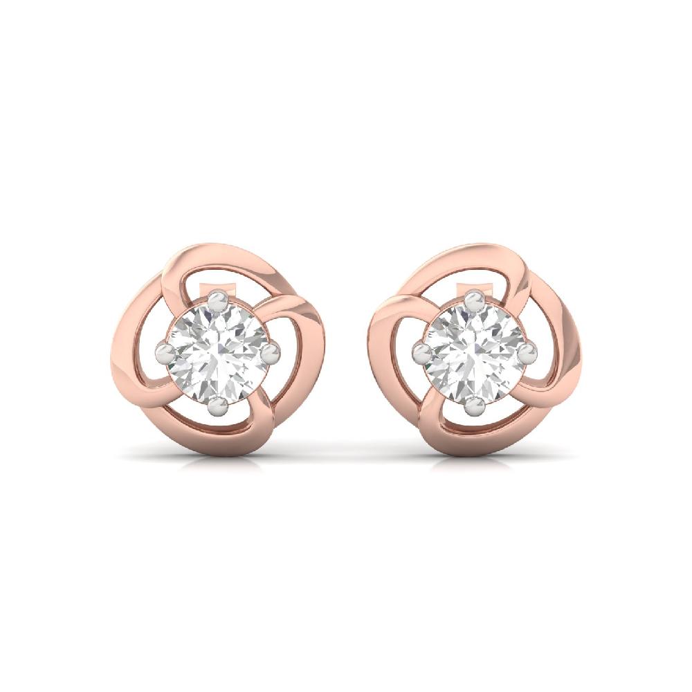 Classic Swirl Solitaire Stud Earrings CVD Diamond Pair