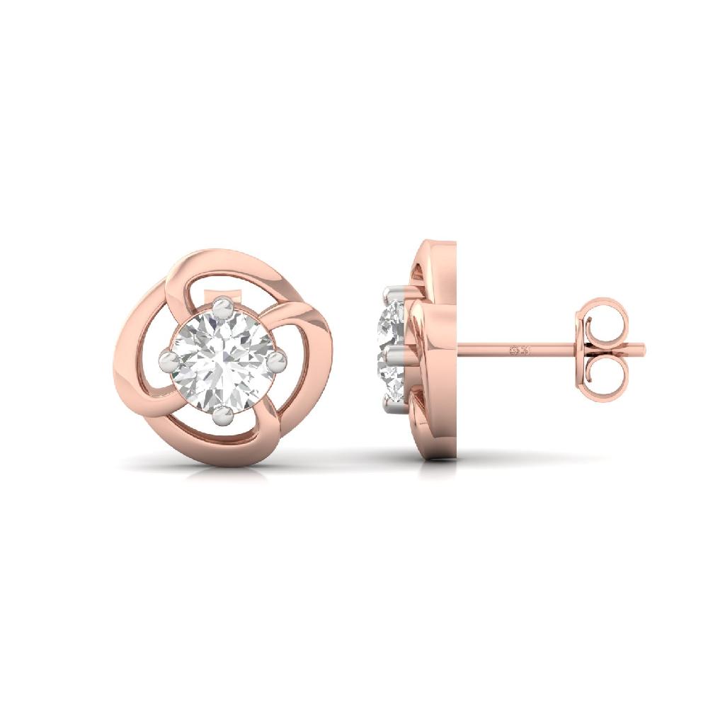 Classic Swirl Solitaire Stud Earrings CVD Diamond Pair