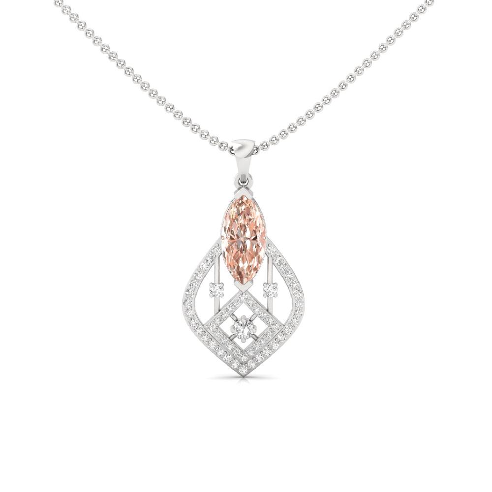 Peach Marquise Cvd Diamond Geometric Pendant for Women