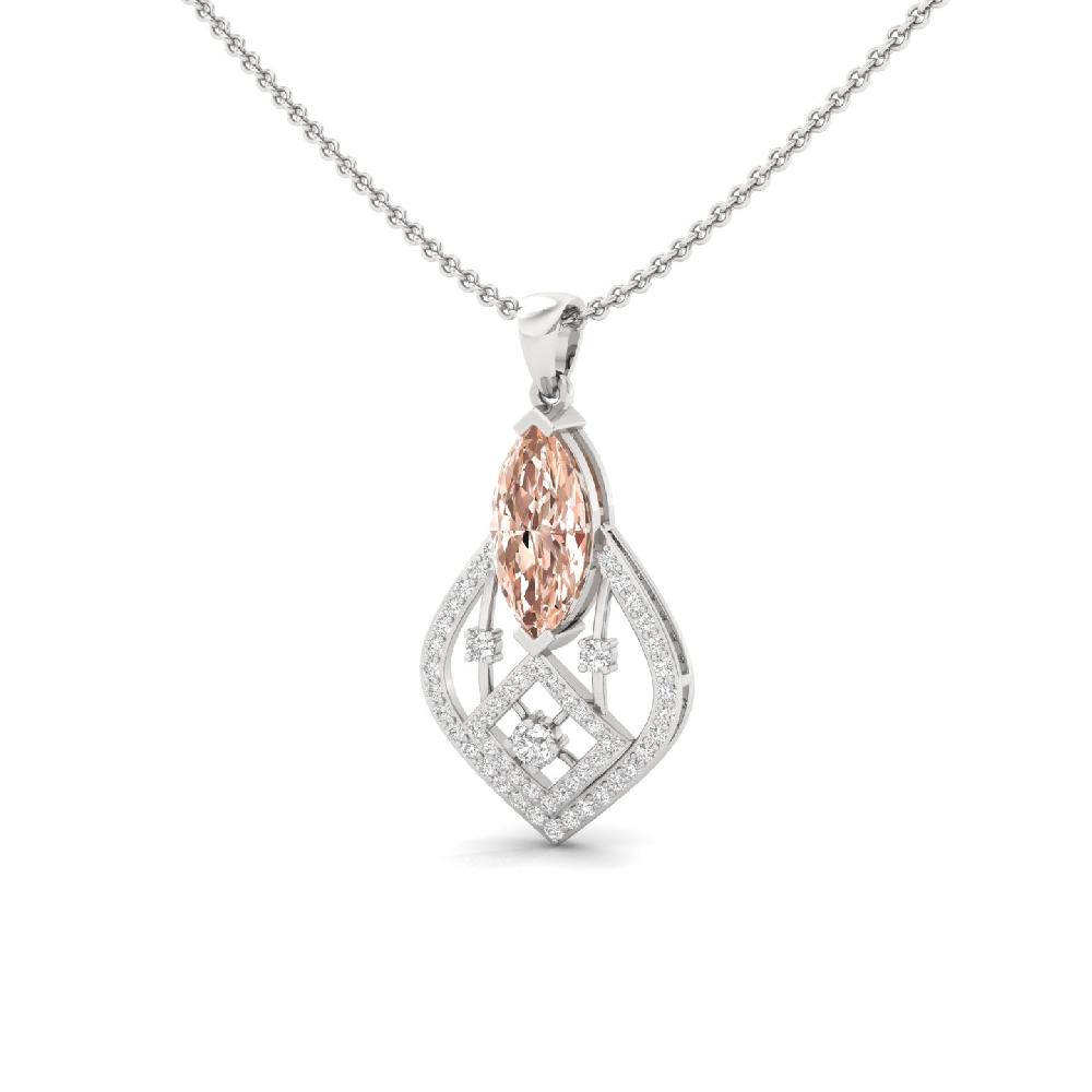 Peach Marquise Cvd Diamond Geometric Pendant for Women