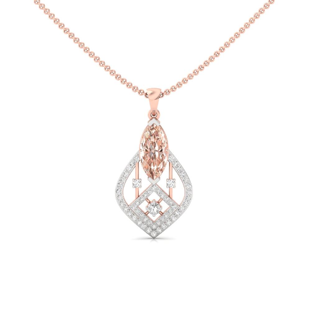 Peach Marquise Cvd Diamond Geometric Pendant for Women