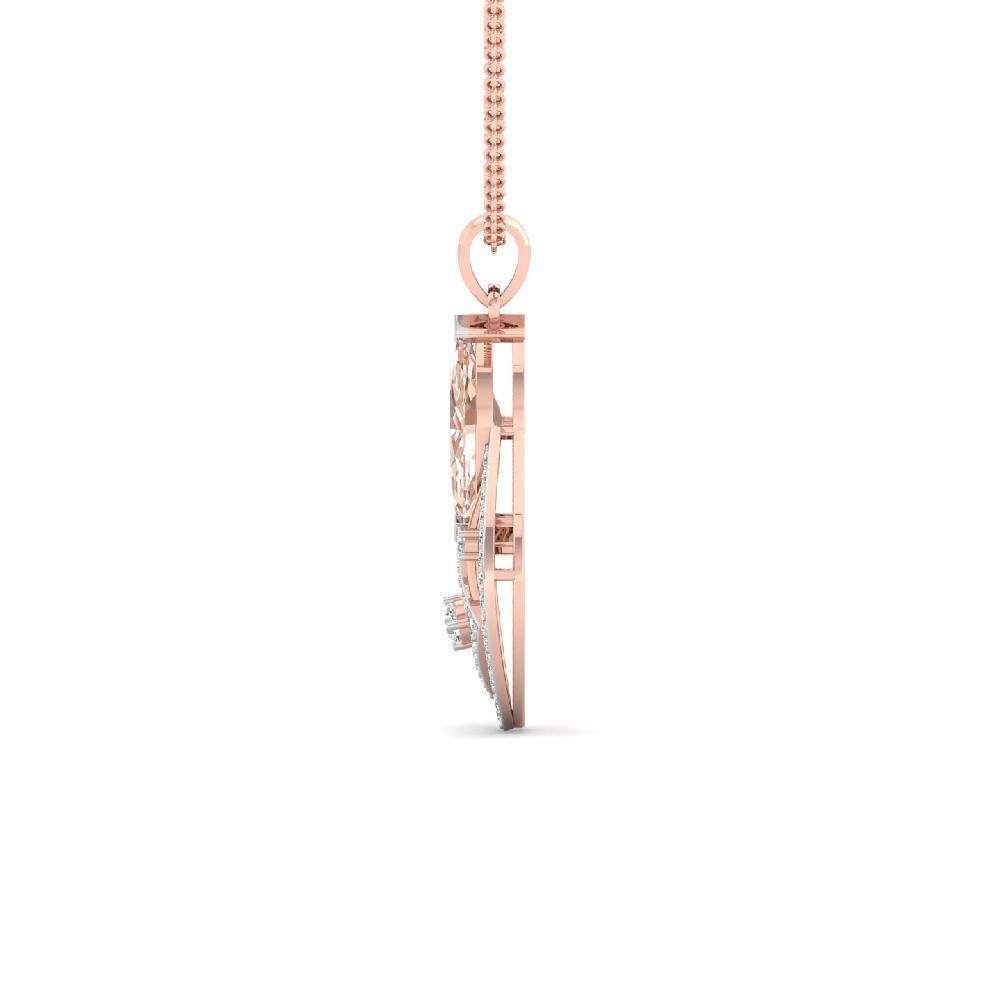 Peach Marquise Cvd Diamond Geometric Pendant for Women