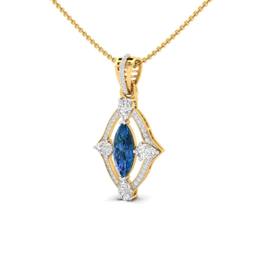 Royal Marquise Blue Center Lab Grown Diamond Pendant