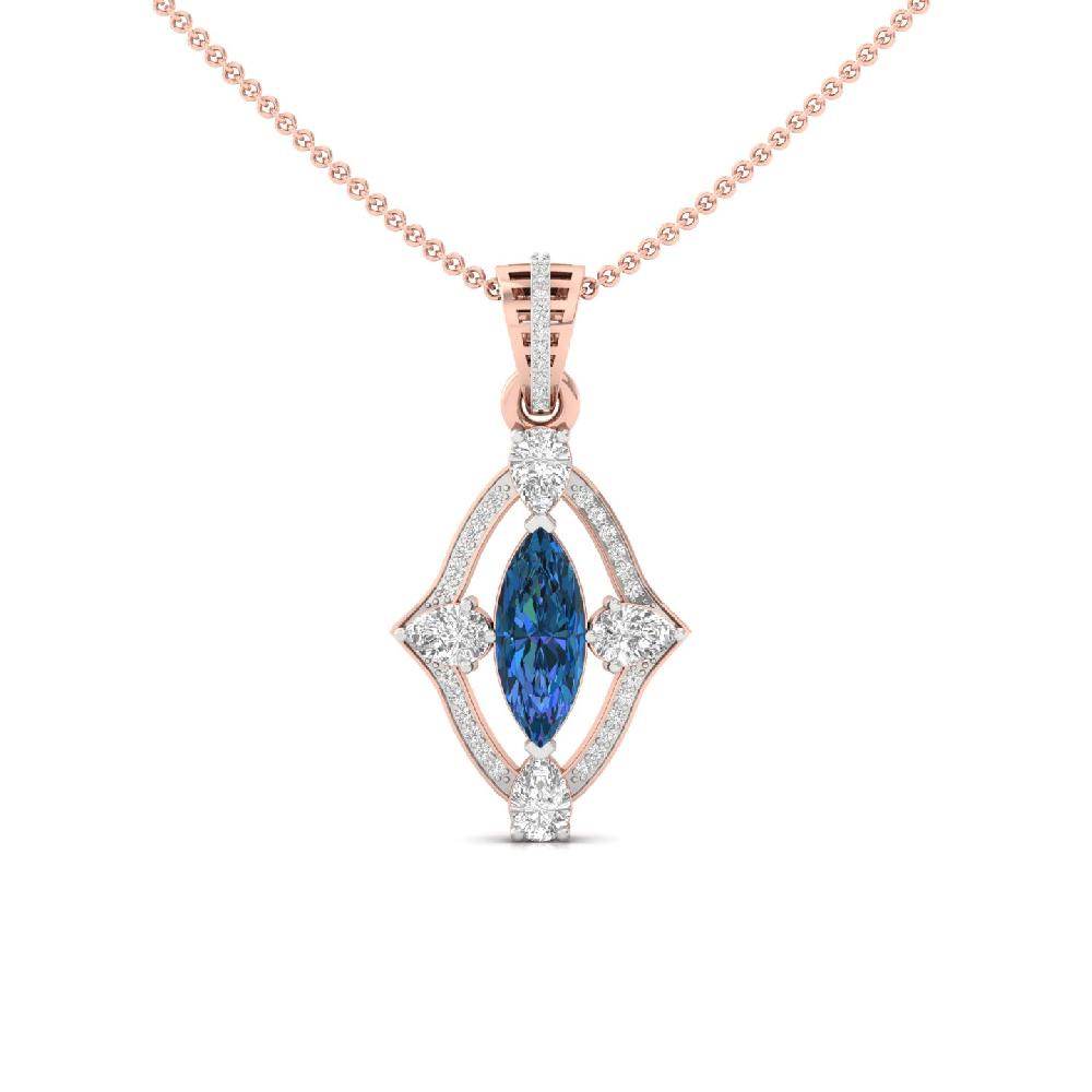 Royal Marquise Blue Center Lab Grown Diamond Pendant