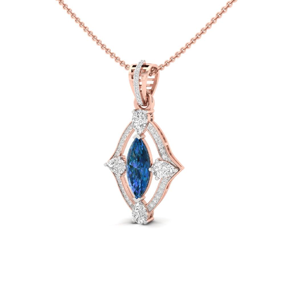 Royal Marquise Blue Center Lab Grown Diamond Pendant