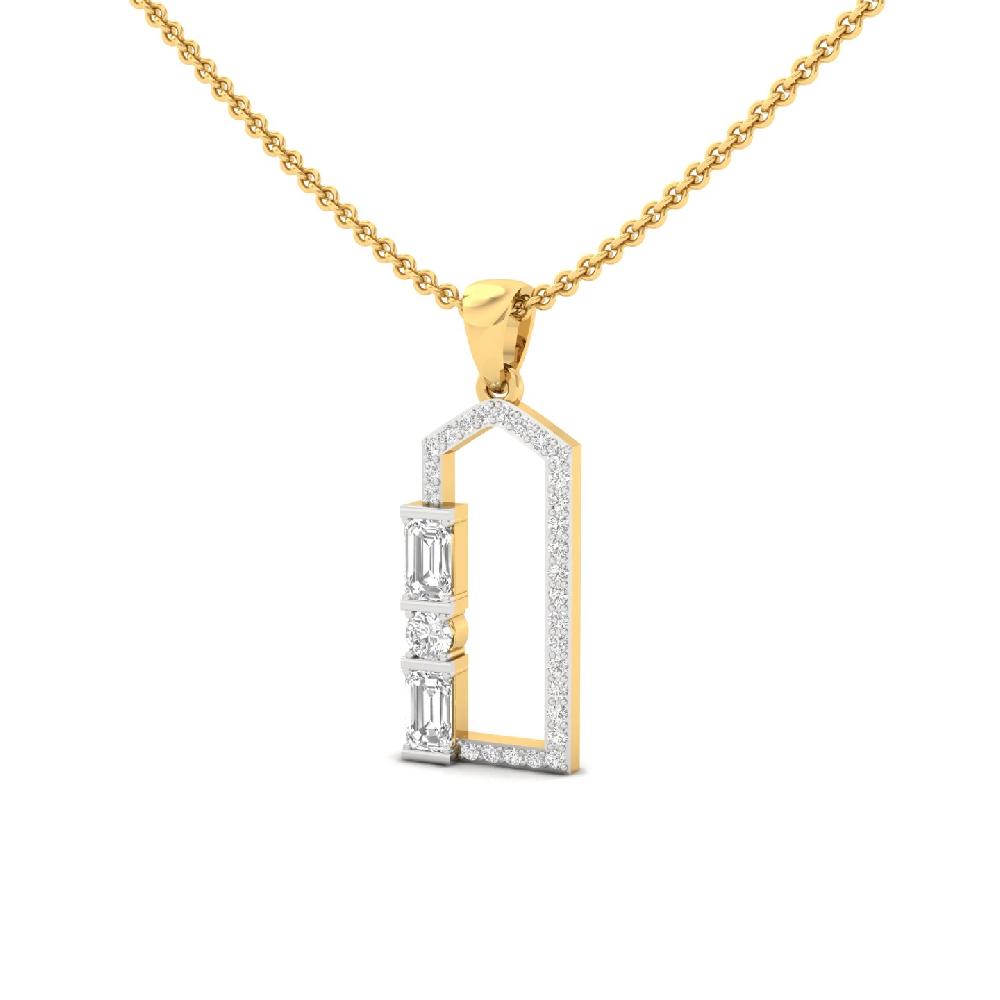 Geometric Emerald Cut Lab Grown Diamond Pendant