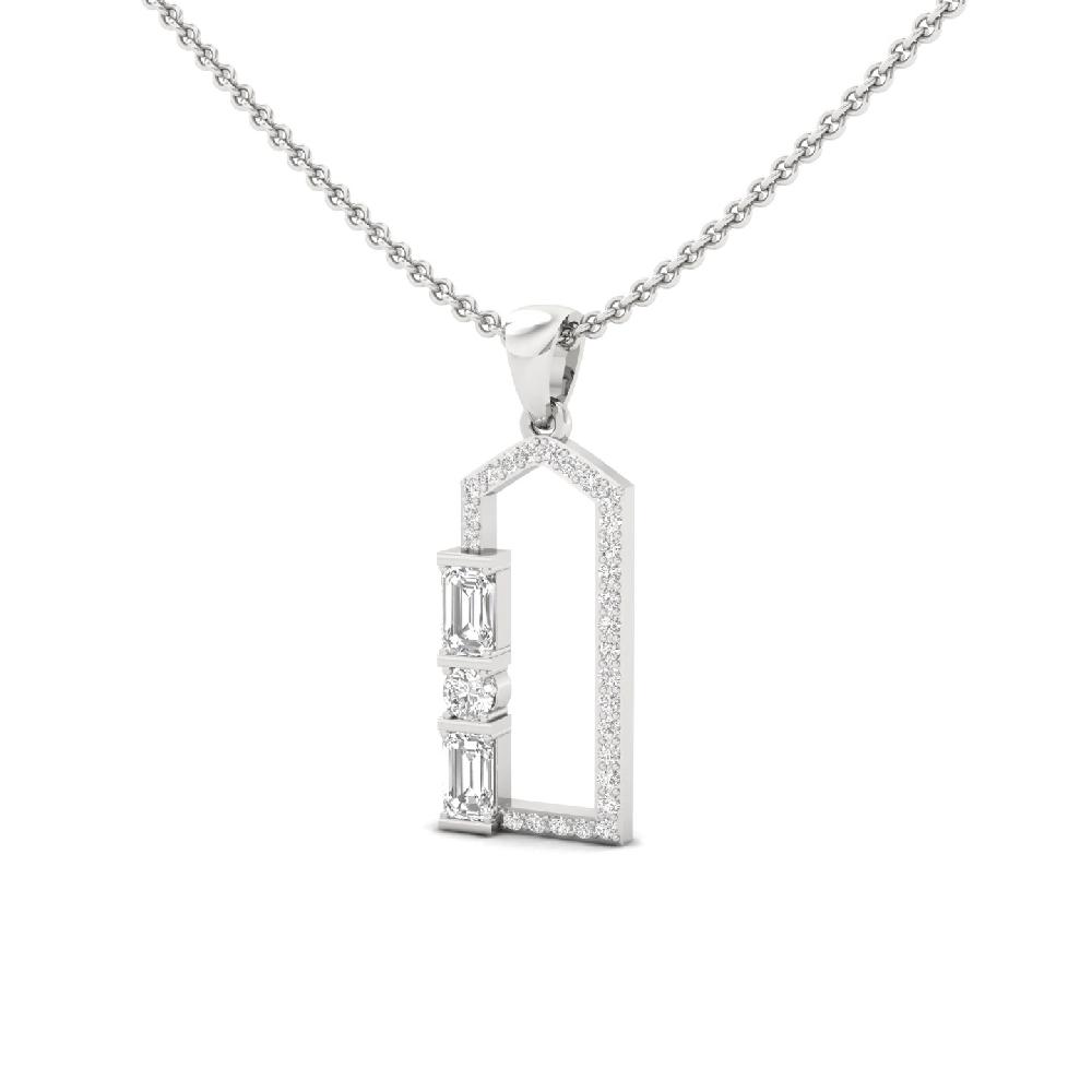 Geometric Emerald Cut Lab Grown Diamond Pendant