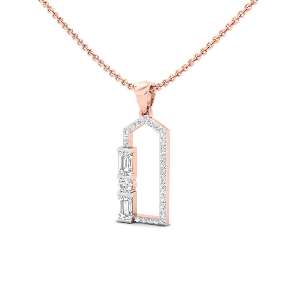 Geometric Emerald Cut Lab Grown Diamond Pendant