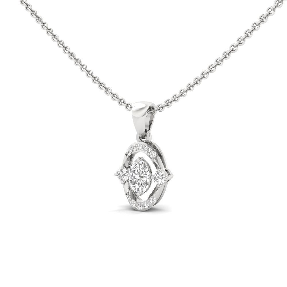 Oval Cut CVD Diamond Halo Pendant