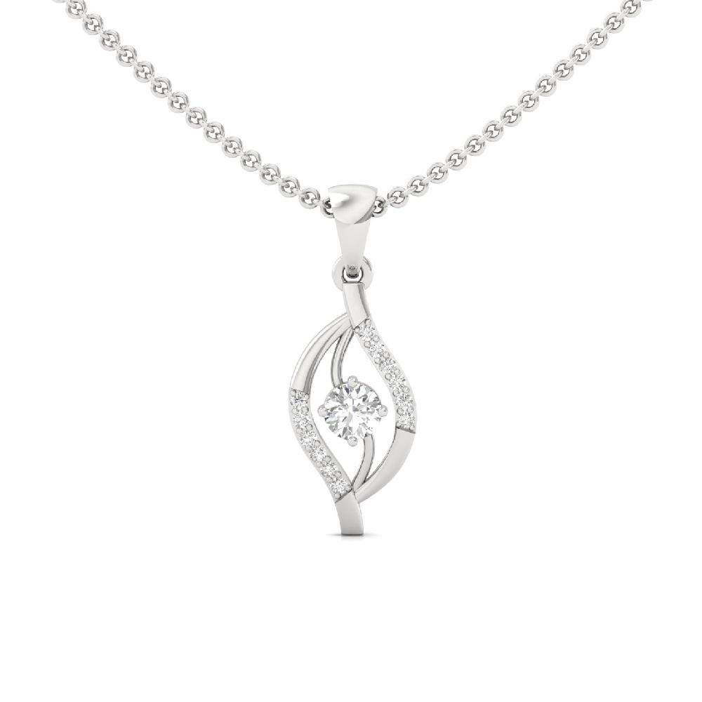 Wave-Inspired Solitaire Lab Grown Pendant