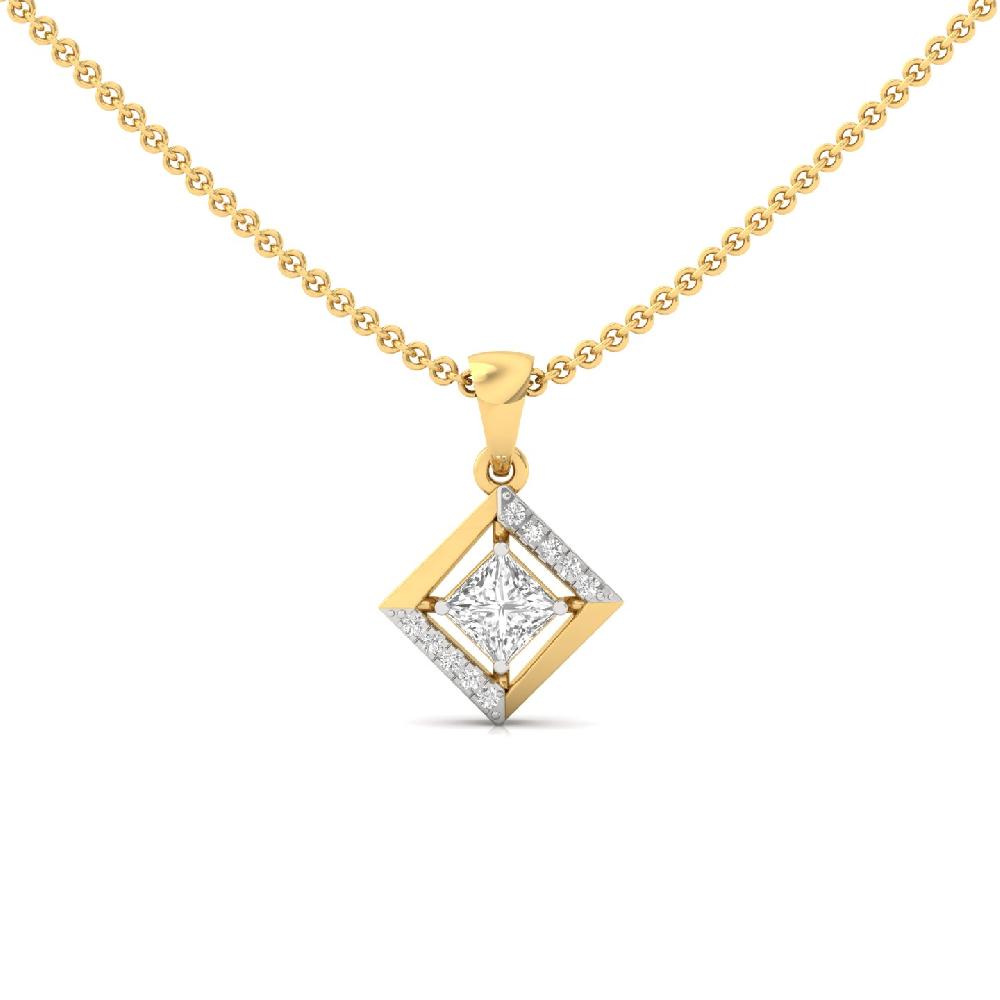 Geometric Princess Pendant with Center Lab Grown Diamond