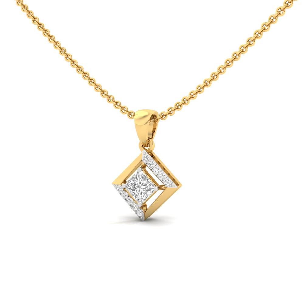 Geometric Princess Pendant with Center Lab Grown Diamond
