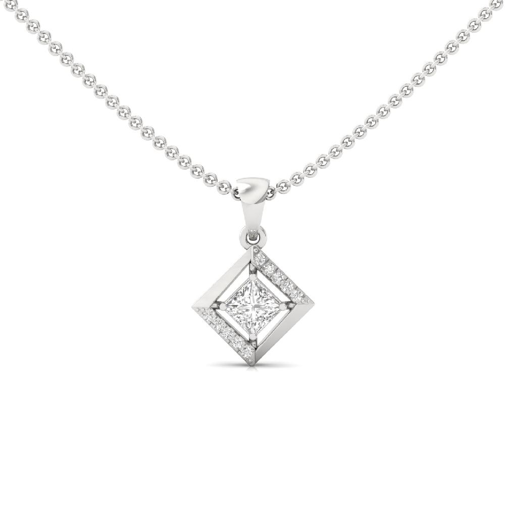 Geometric Princess Pendant with Center Lab Grown Diamond