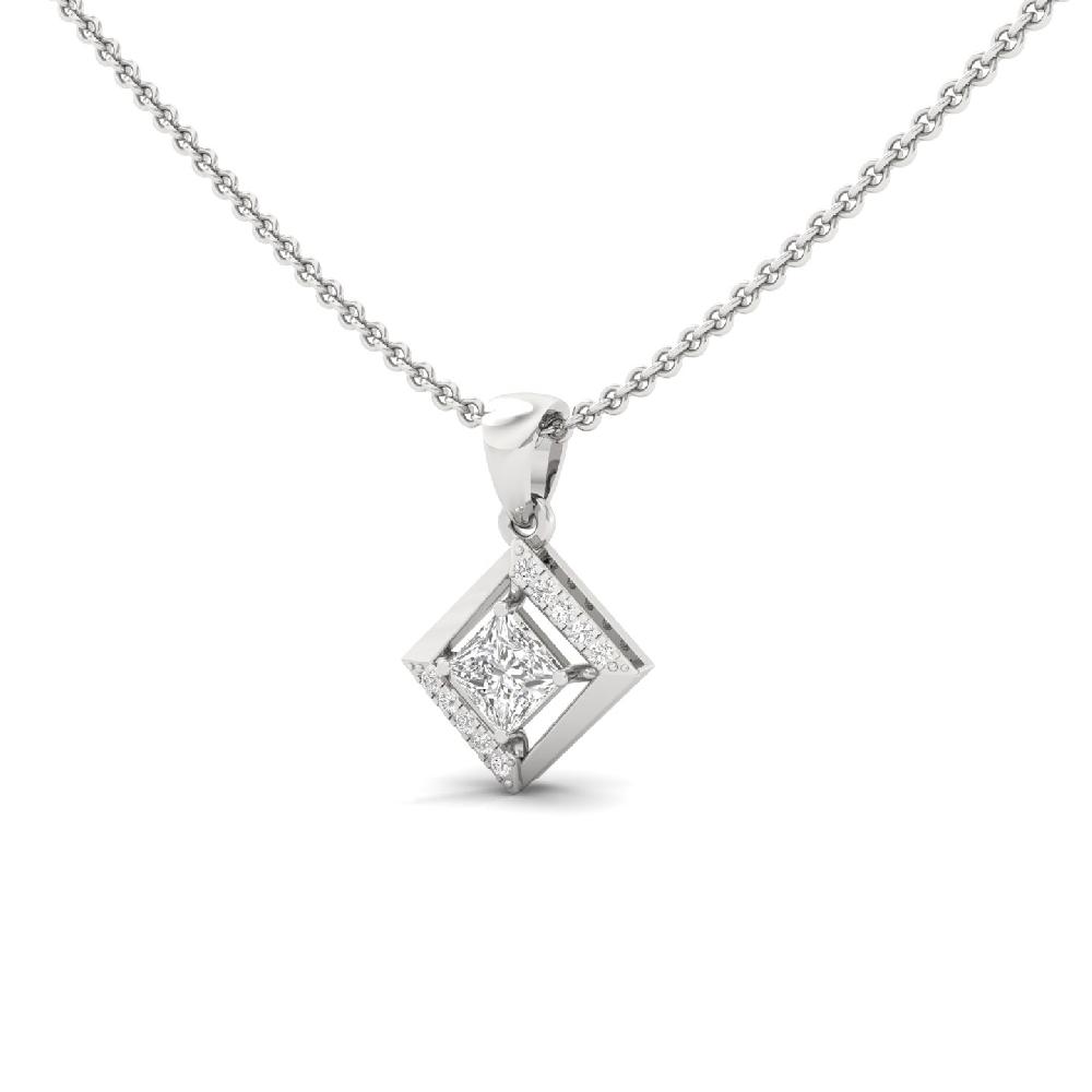 Geometric Princess Pendant with Center Lab Grown Diamond