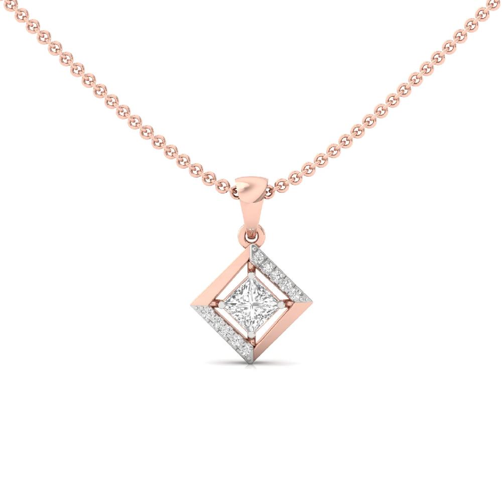 Geometric Princess Pendant with Center Lab Grown Diamond