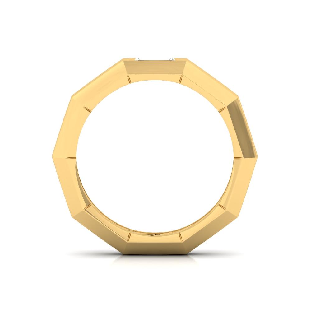 Sculpted Octagon Band Ring with  Baguette Lab Grown Diamond