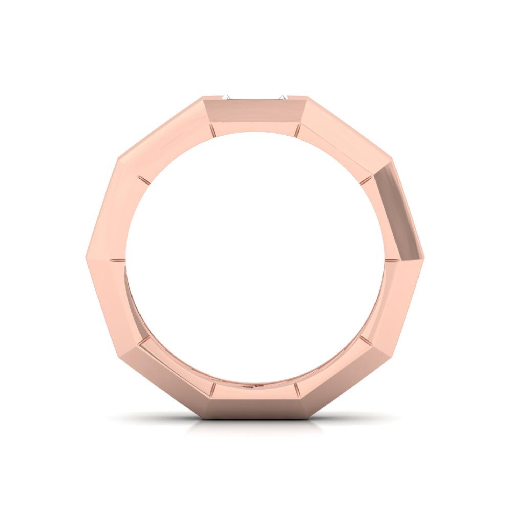 Sculpted Octagon Band Ring with  Baguette Lab Grown Diamond