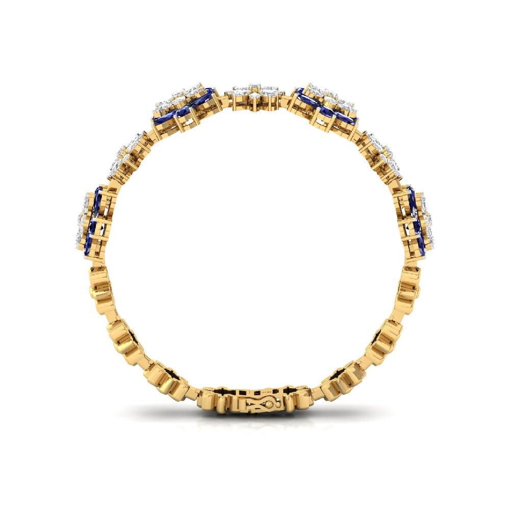 Royal Blue Floral Diamond Bracelet Lab Grown Diamond