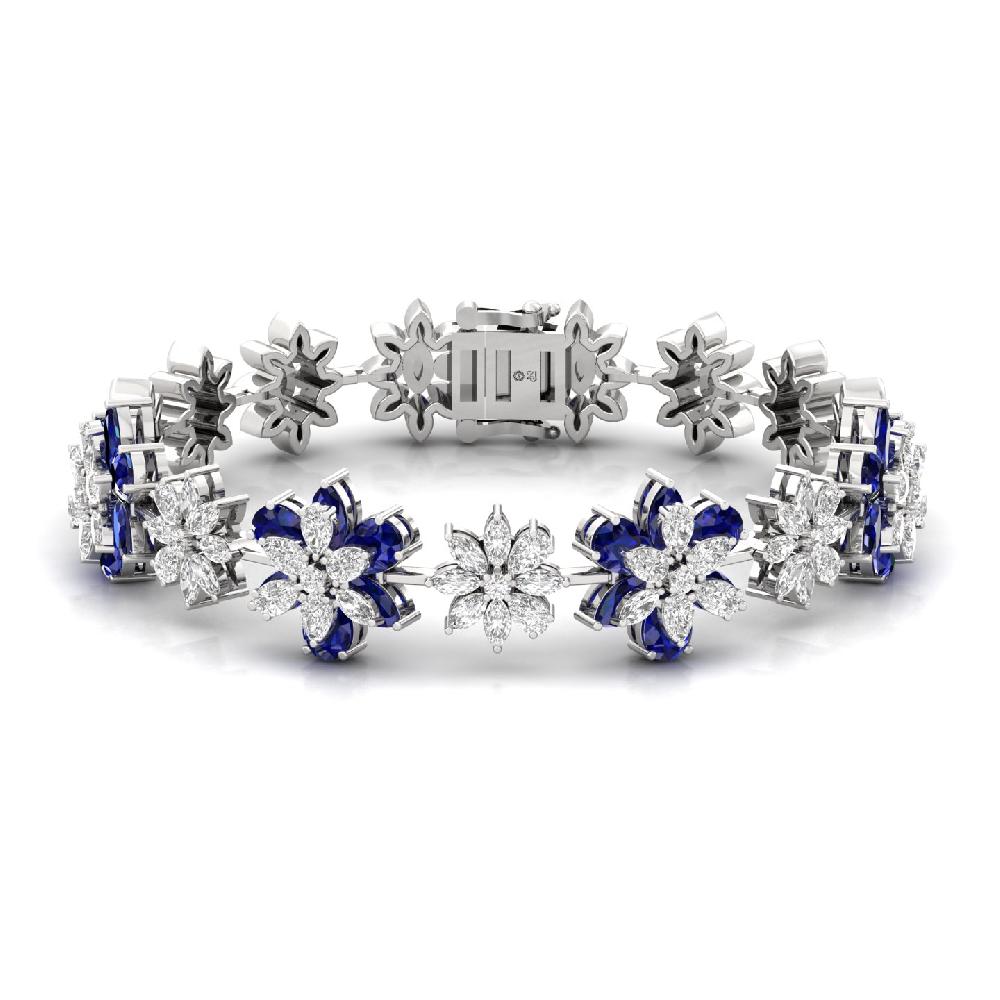 Royal Blue Floral Diamond Bracelet Lab Grown Diamond