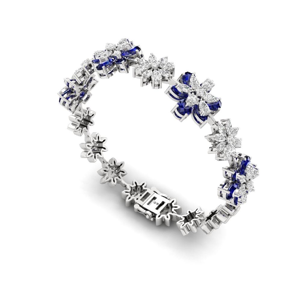 Royal Blue Floral Diamond Bracelet Lab Grown Diamond