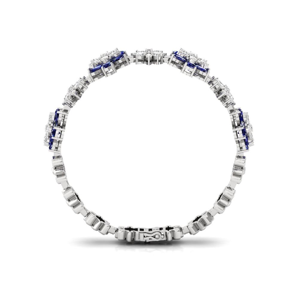Royal Blue Floral Diamond Bracelet Lab Grown Diamond