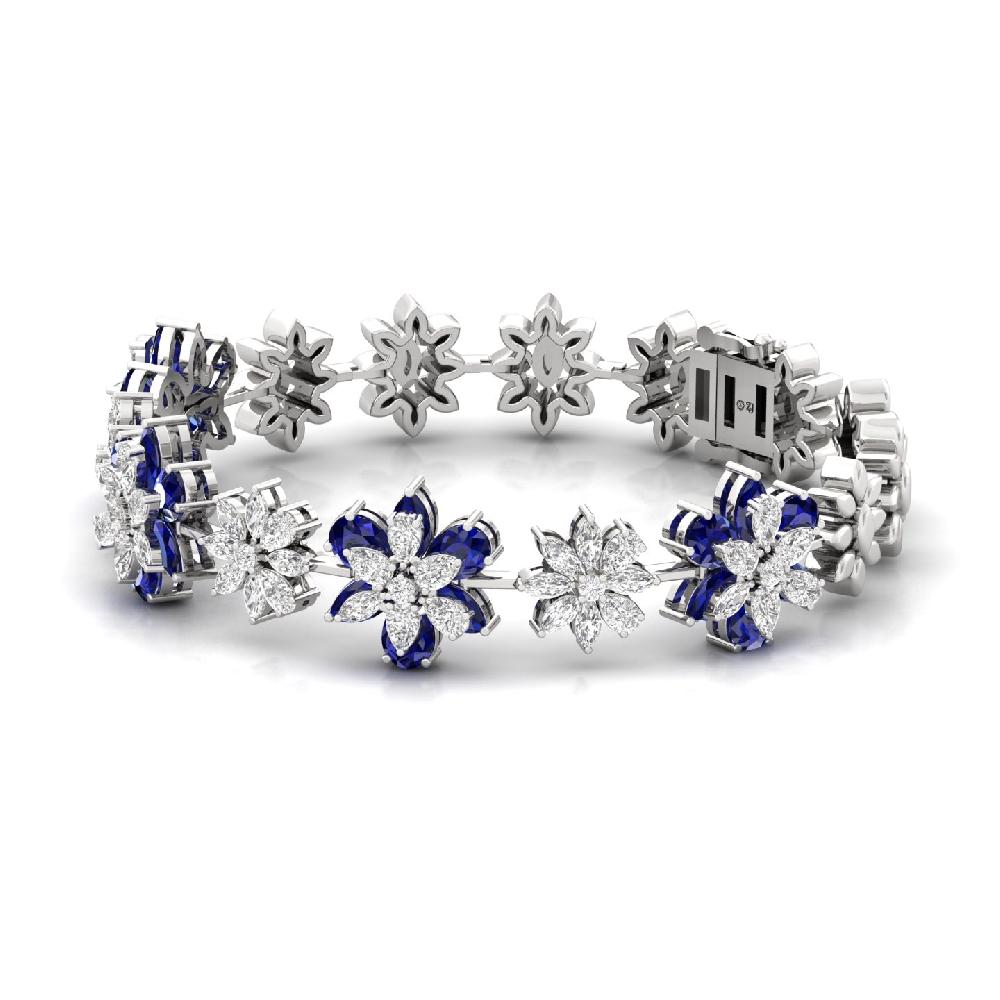 Royal Blue Floral Diamond Bracelet Lab Grown Diamond
