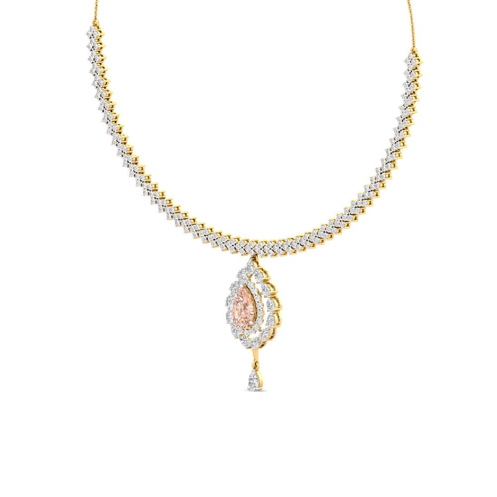 Ornate Teardrop Halo Necklace with 2.75ct Center CVD Diamond