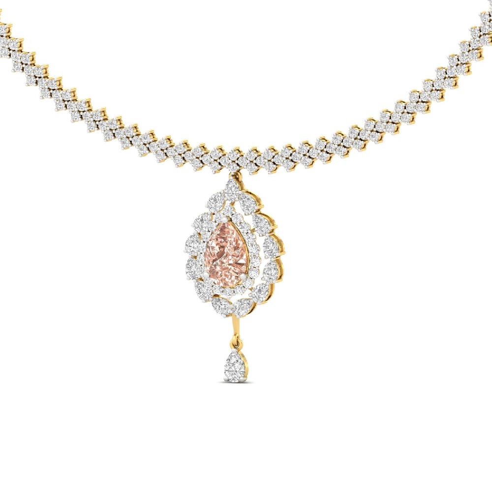 Ornate Teardrop Halo Necklace with 2.75ct Center CVD Diamond