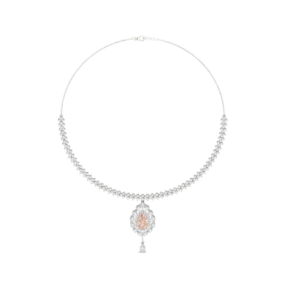 Ornate Teardrop Halo Necklace with 2.75ct Center CVD Diamond