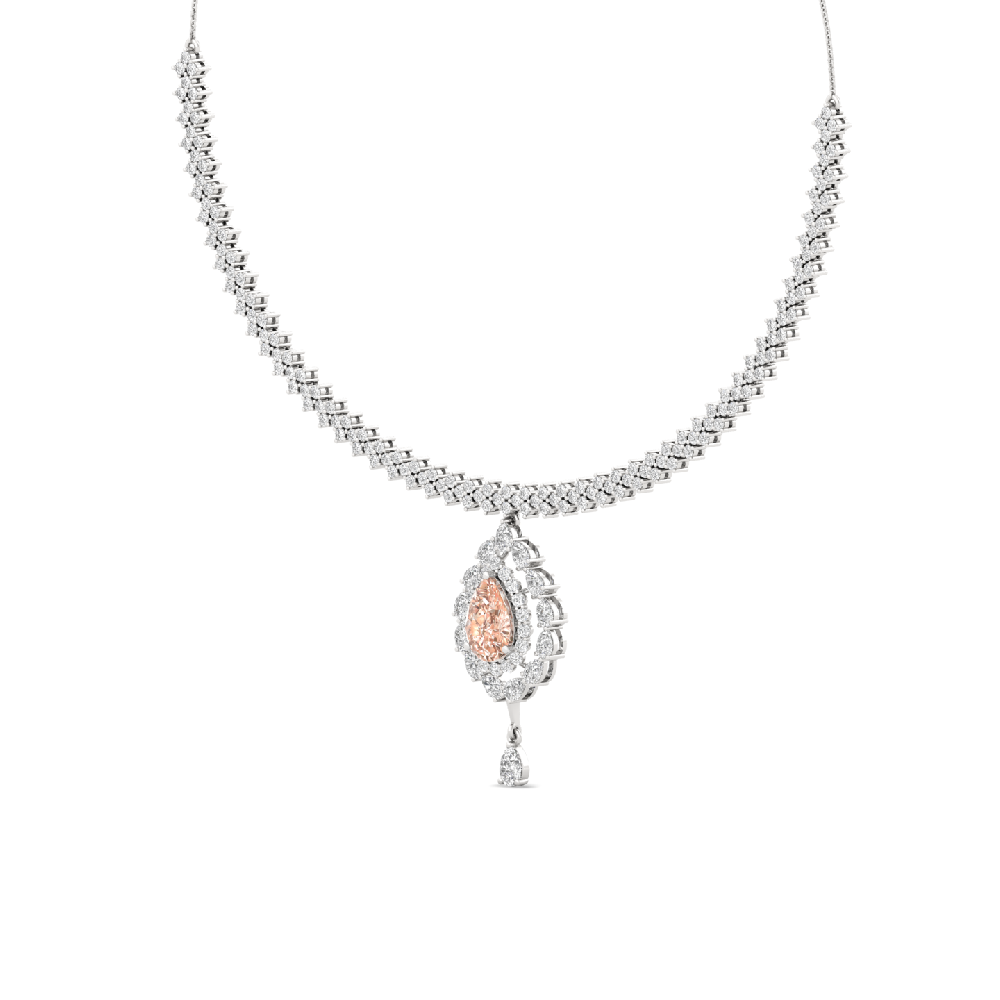 Ornate Teardrop Halo Necklace with 2.75ct Center CVD Diamond