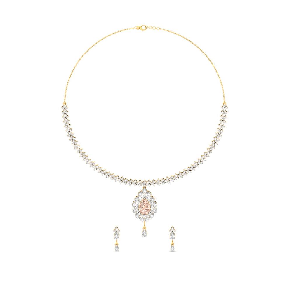 Ornate Teardrop Halo Necklace with 2.75ct Center CVD Diamond