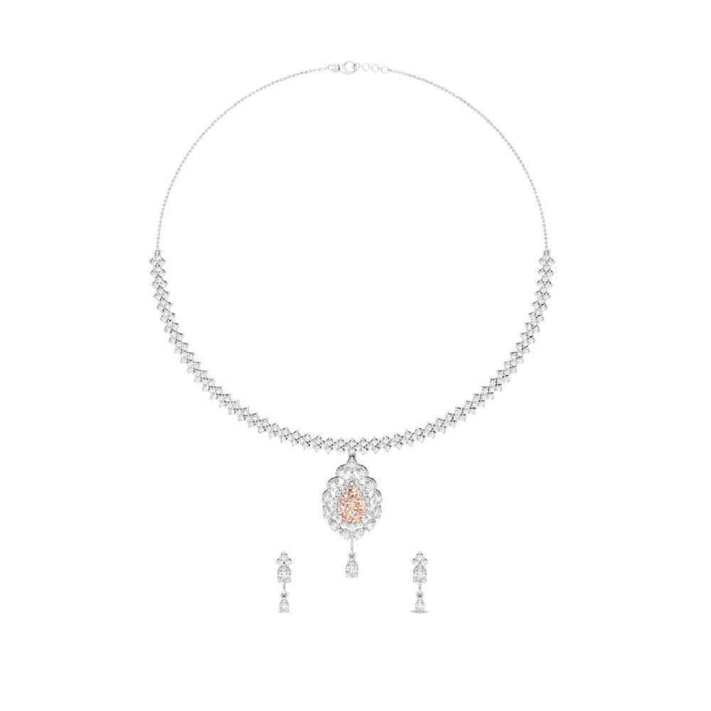 Ornate Teardrop Halo Necklace with 2.75ct Center CVD Diamond