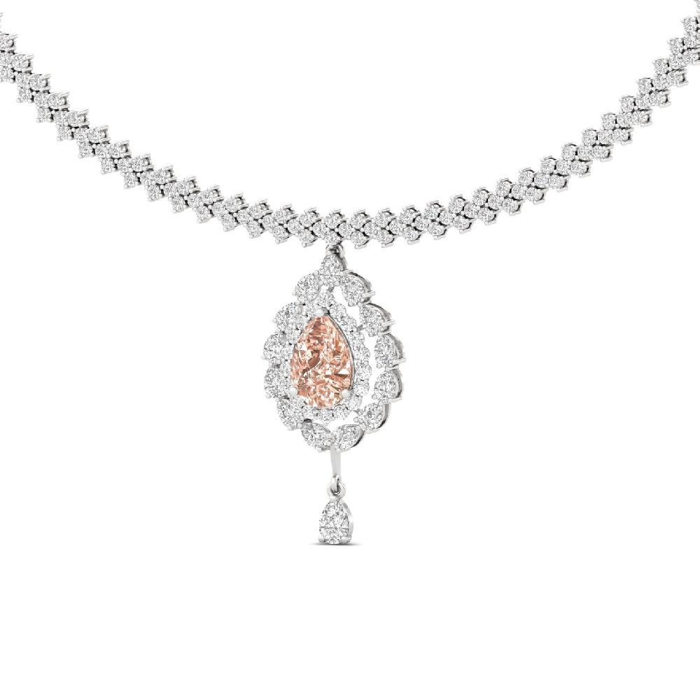 Ornate Teardrop Halo Necklace with 2.75ct Center CVD Diamond