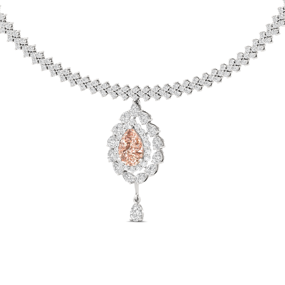 Ornate Teardrop Halo Necklace with 2.75ct Center CVD Diamond